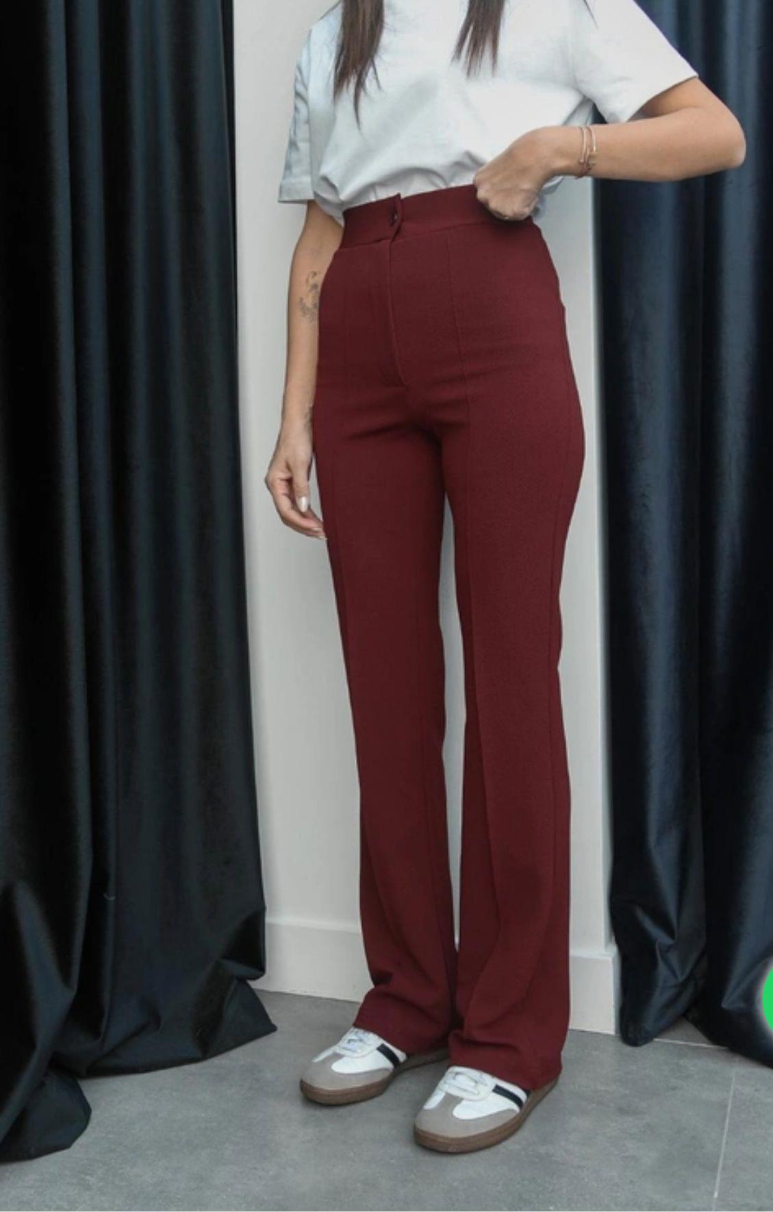 Bordo Biyeli Pantolon