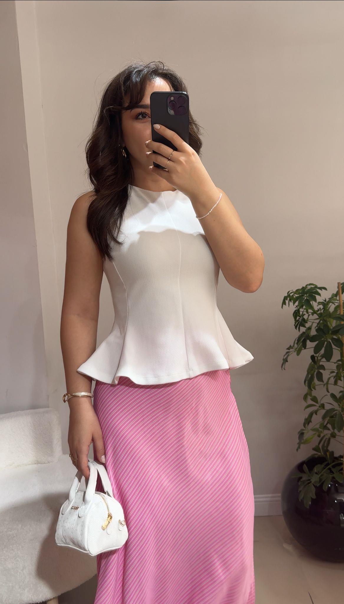 Ekru Peplum Bluz
