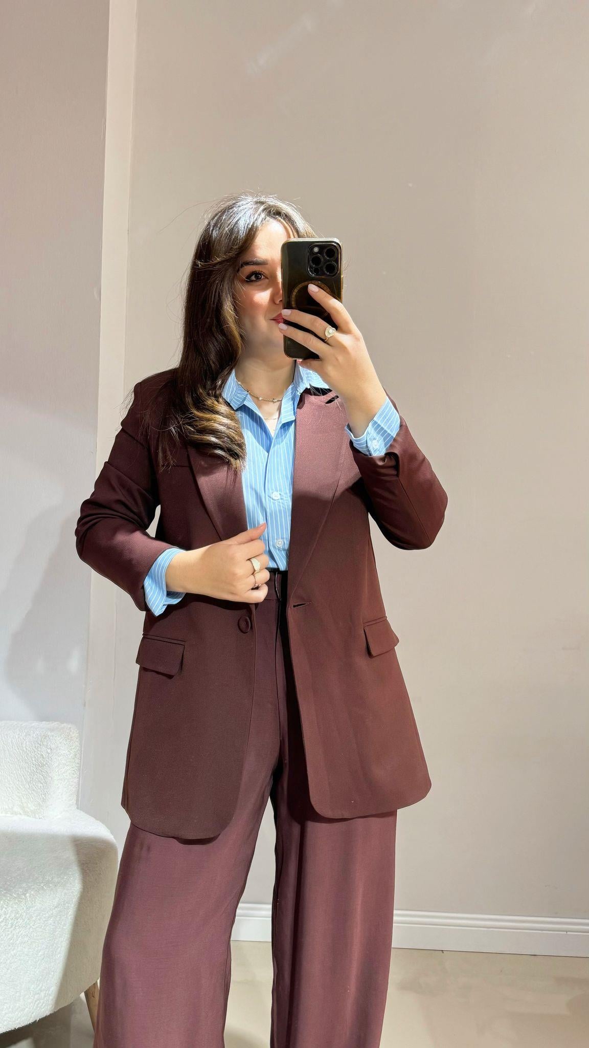 Kahve Premium Vatkalı Blazer