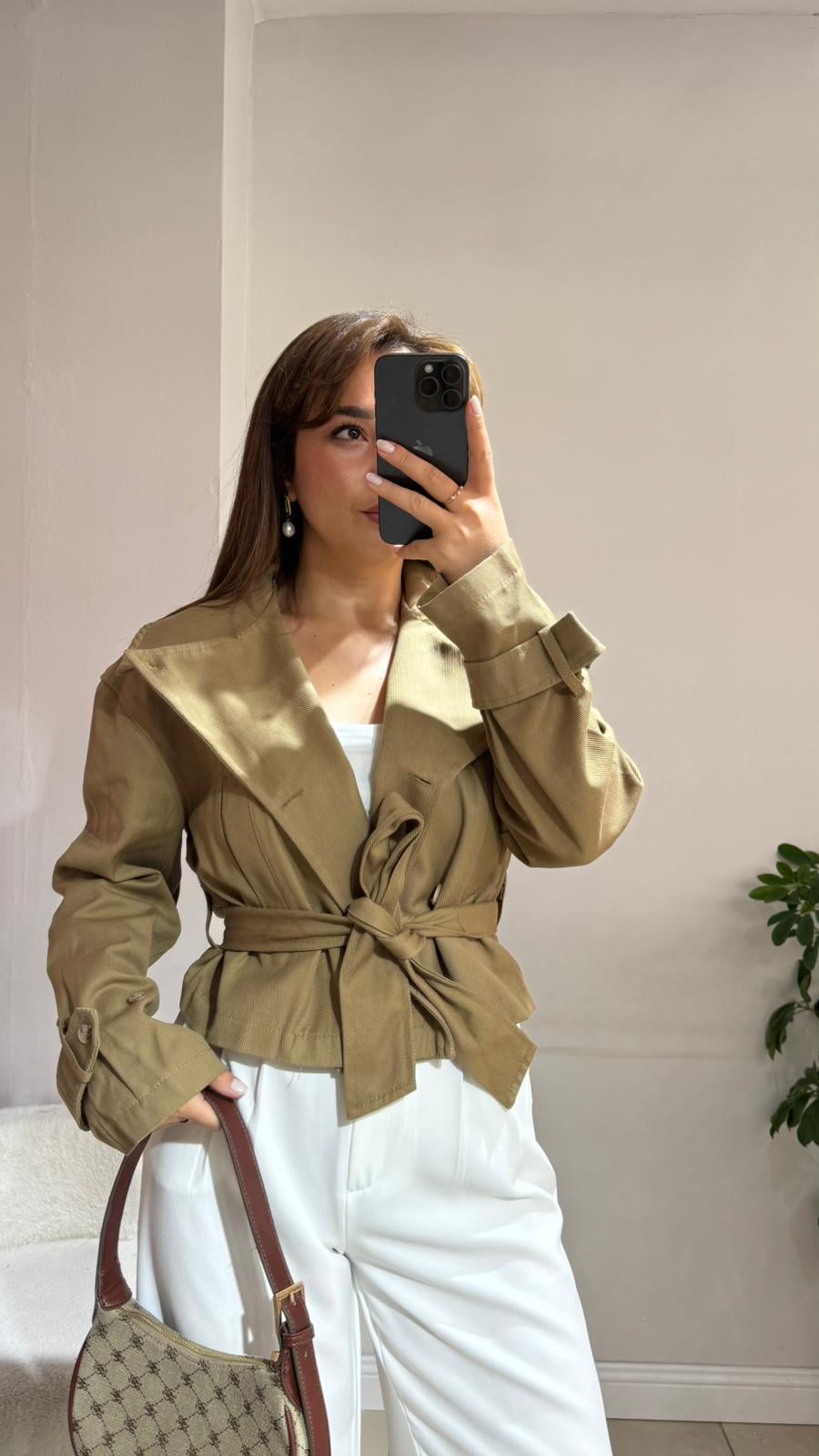Kısa Gabardin Trenç
