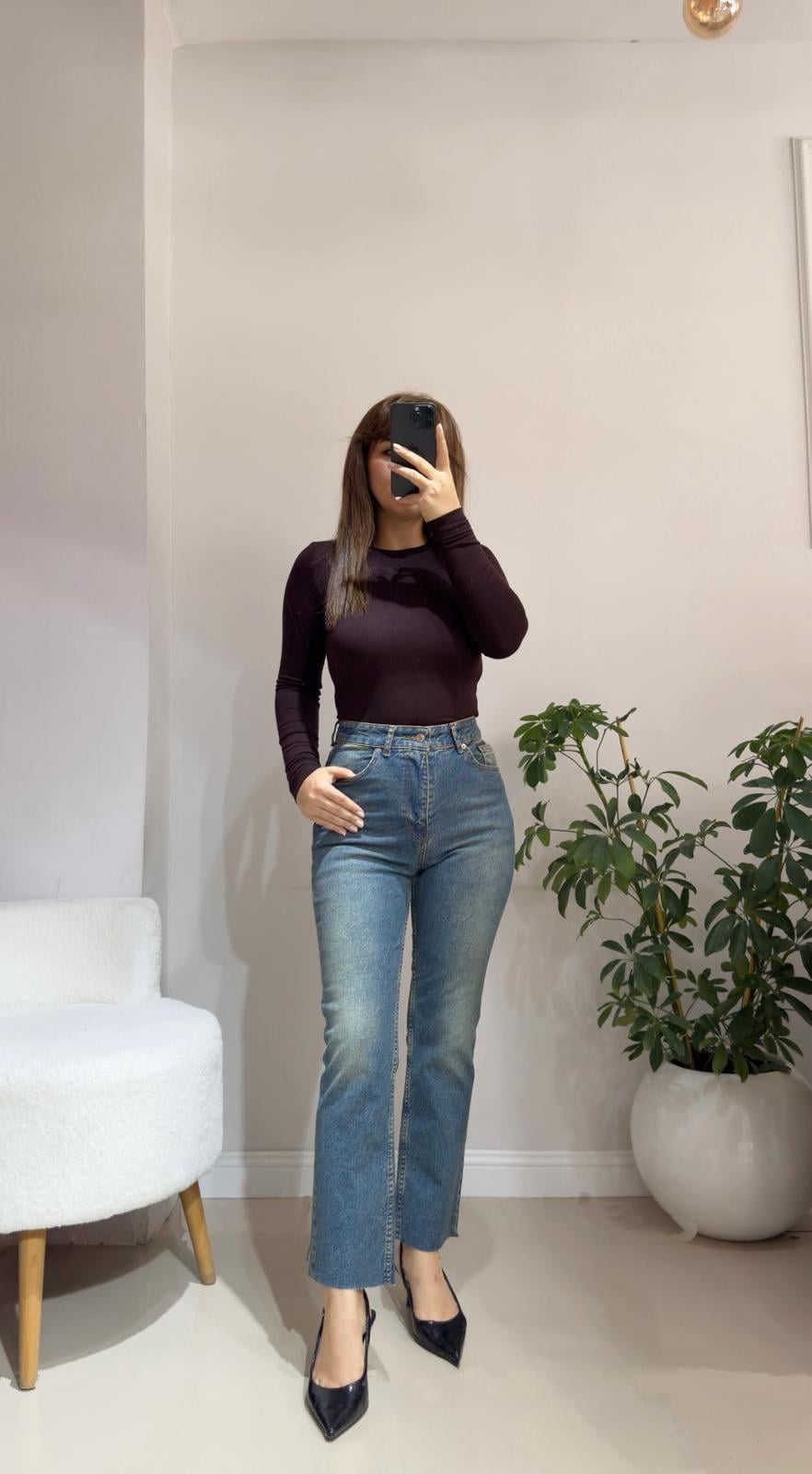 ZR EskitmeTaşlanmış Yüksek Bel Jean