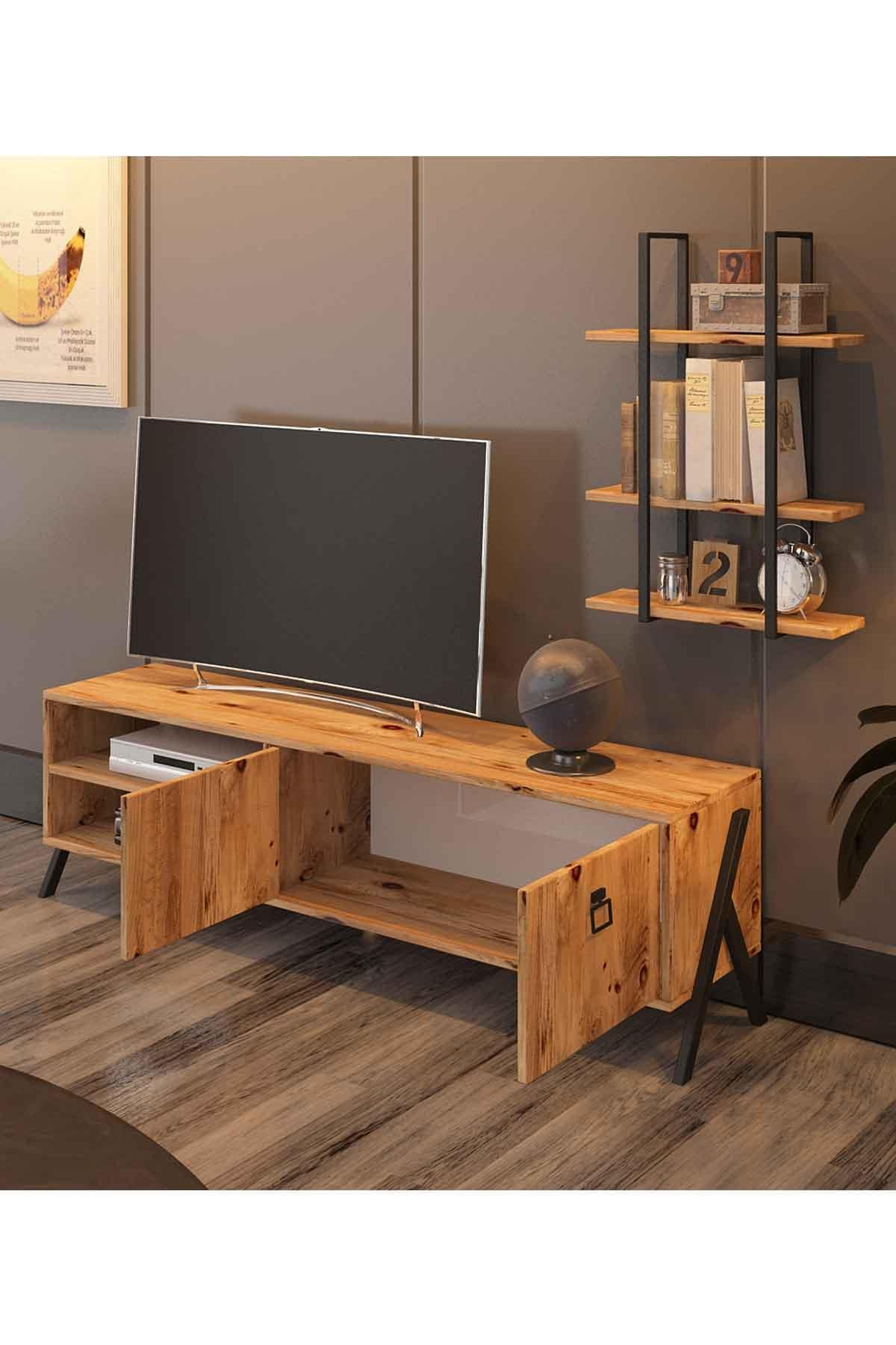 Avmpark Yanke Tv 150 Atlantik Çam Metal Raflı