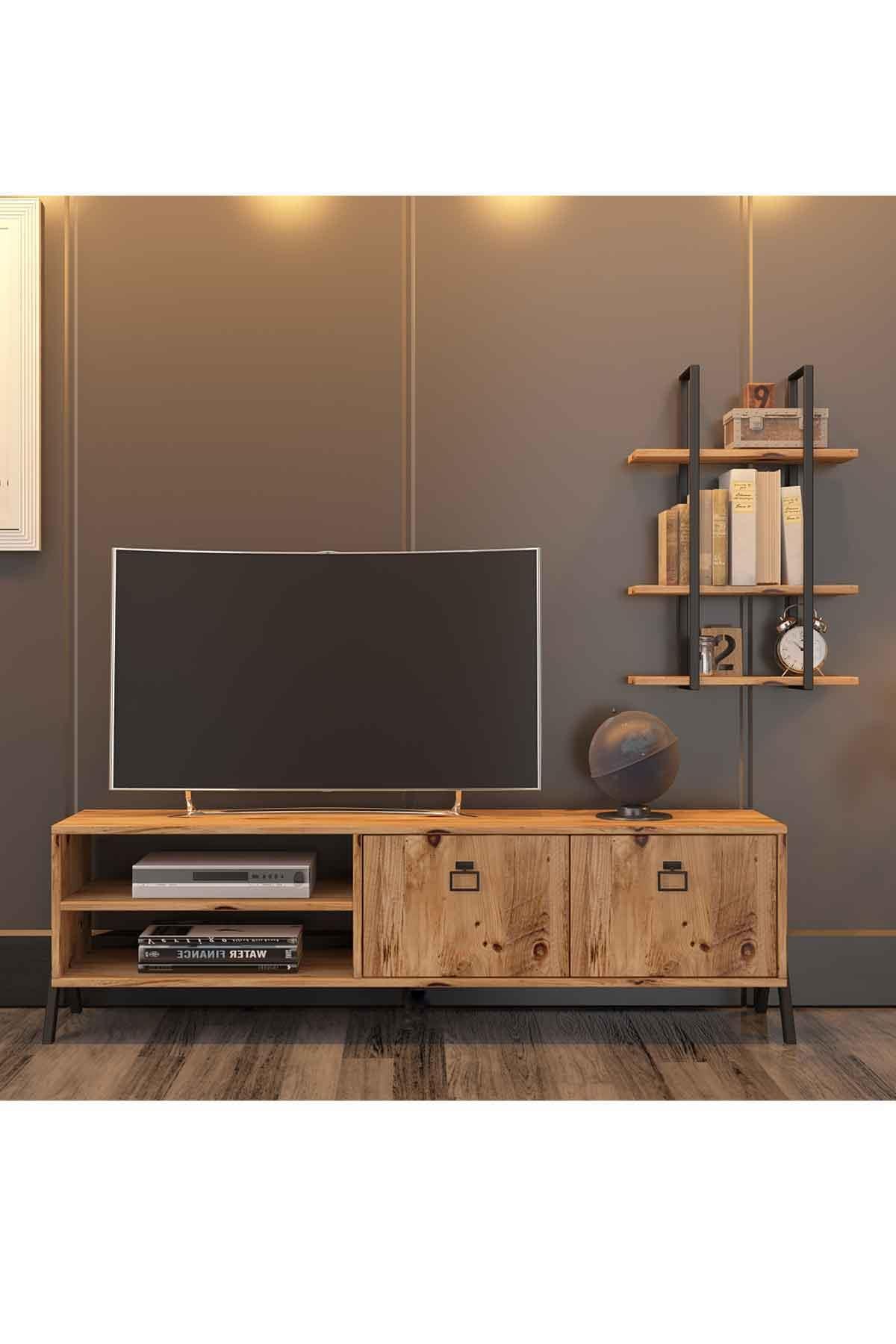 Avmpark Yanke Tv 150 Atlantik Çam Metal Raflı