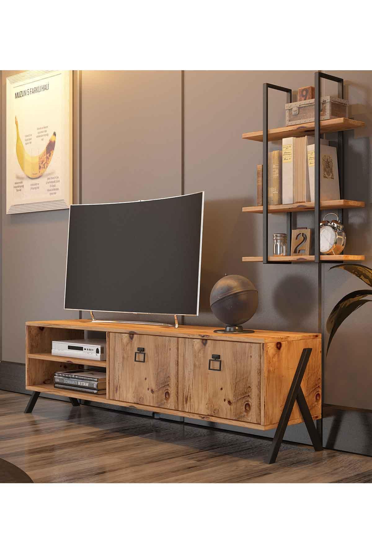 Avmpark Yanke Tv 150 Atlantik Çam Metal Raflı