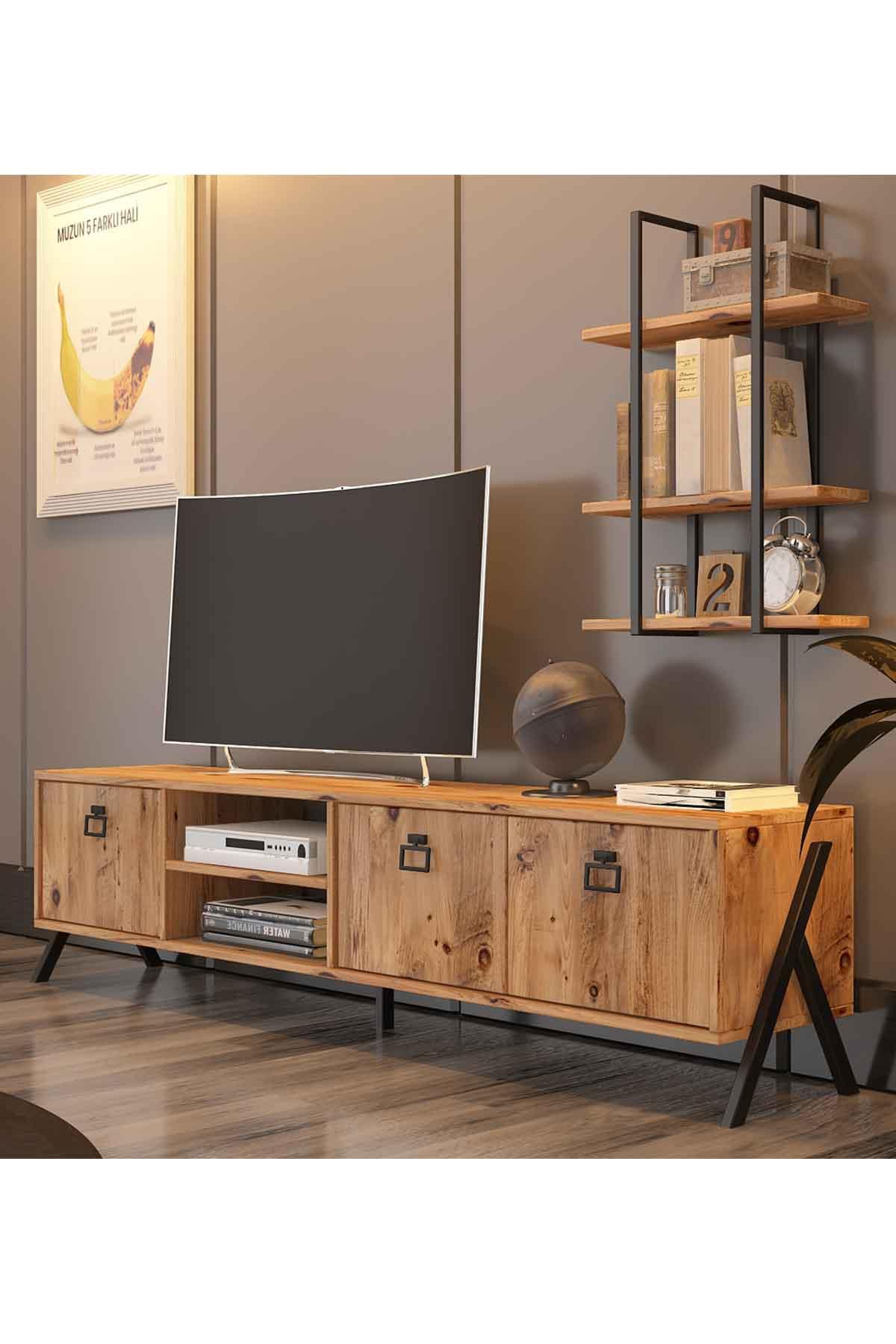 Avmpark Yanke Tv 180 Atlantik Çam Metal Raflı
