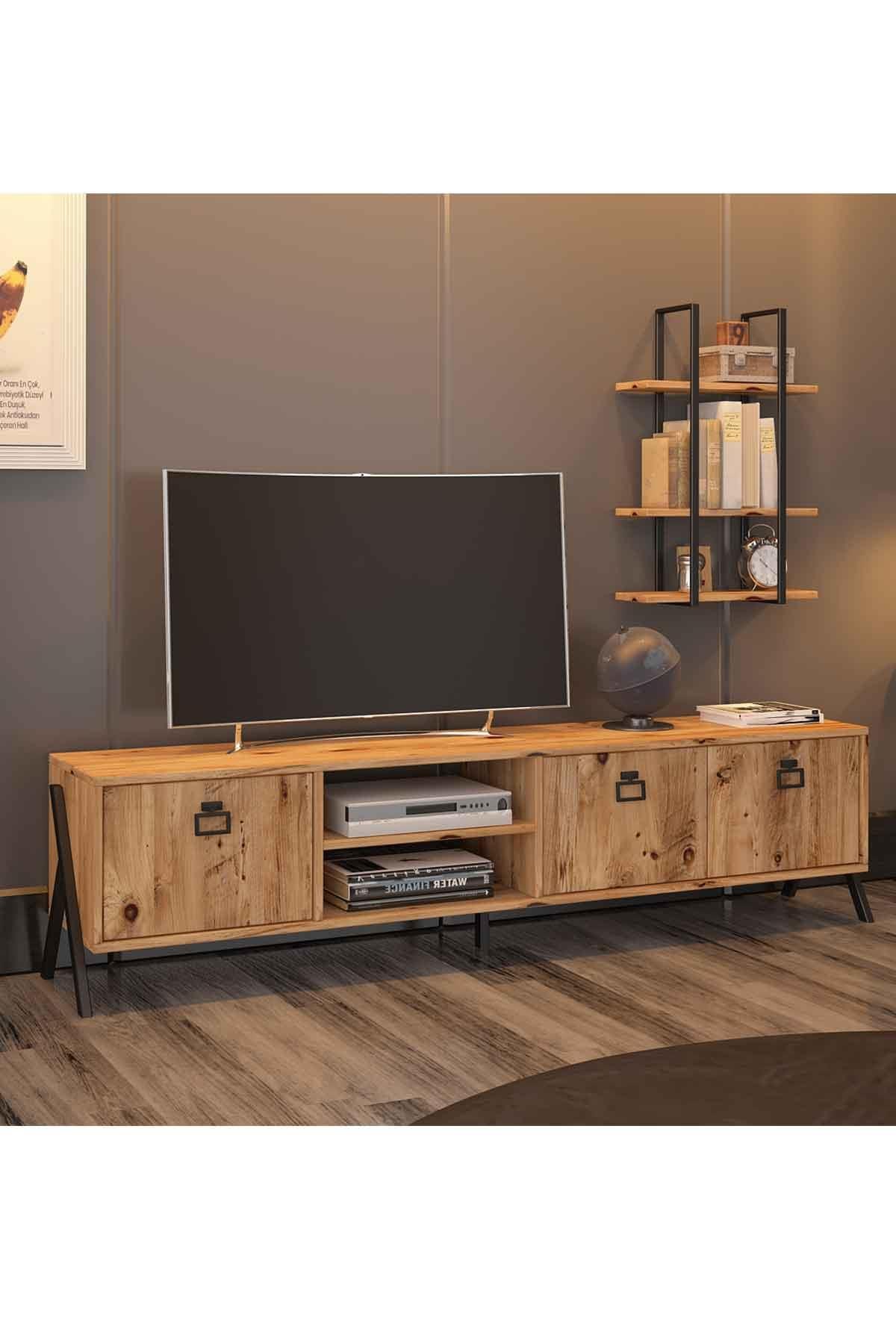 Avmpark Yanke Tv 180 Atlantik Çam Metal Raflı