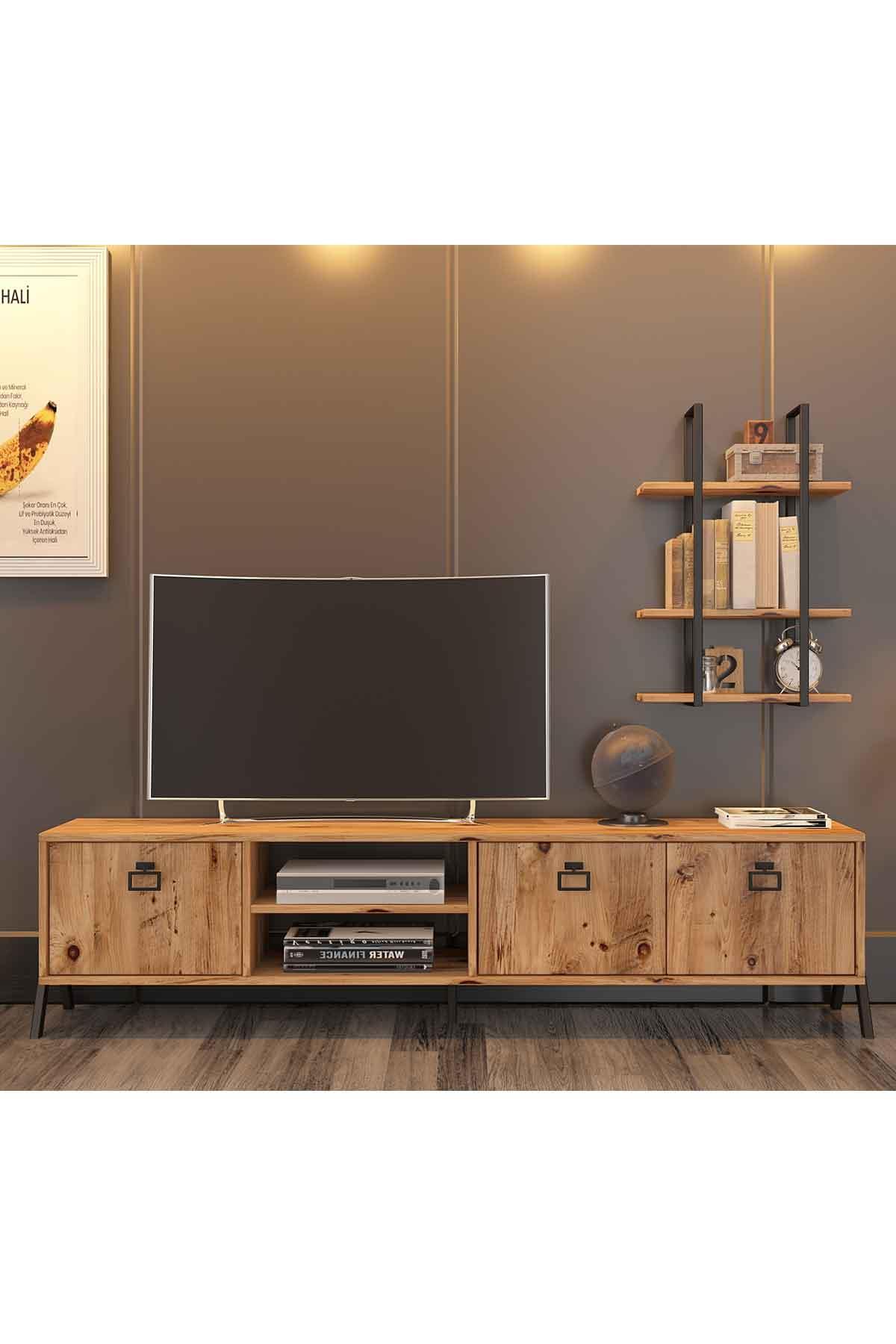Avmpark Yanke Tv 180 Atlantik Çam Metal Raflı