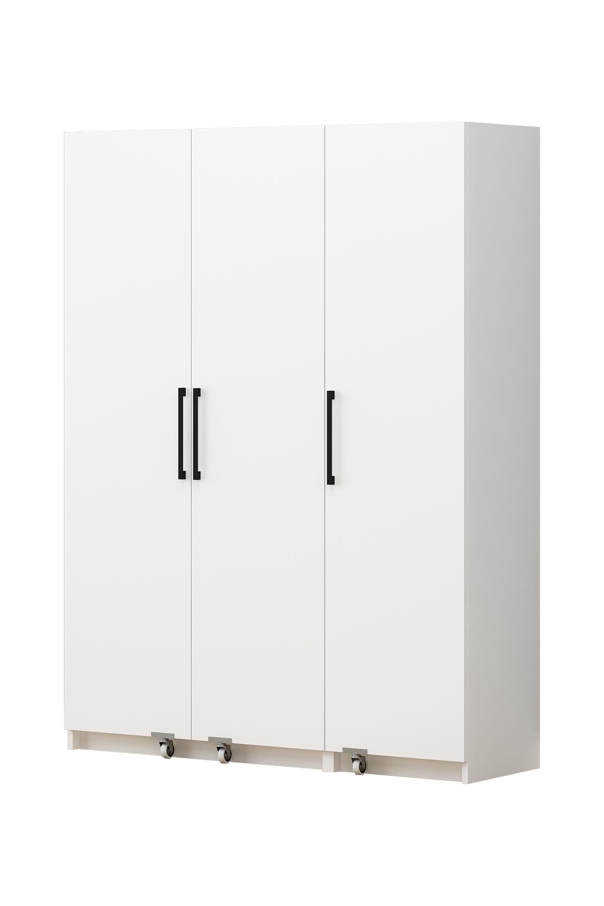 Erzak Dolabı 180 Cm 3 Kapaklı Banyo Kiler Dolabı Çok Amaçlı Dolap Beyaz