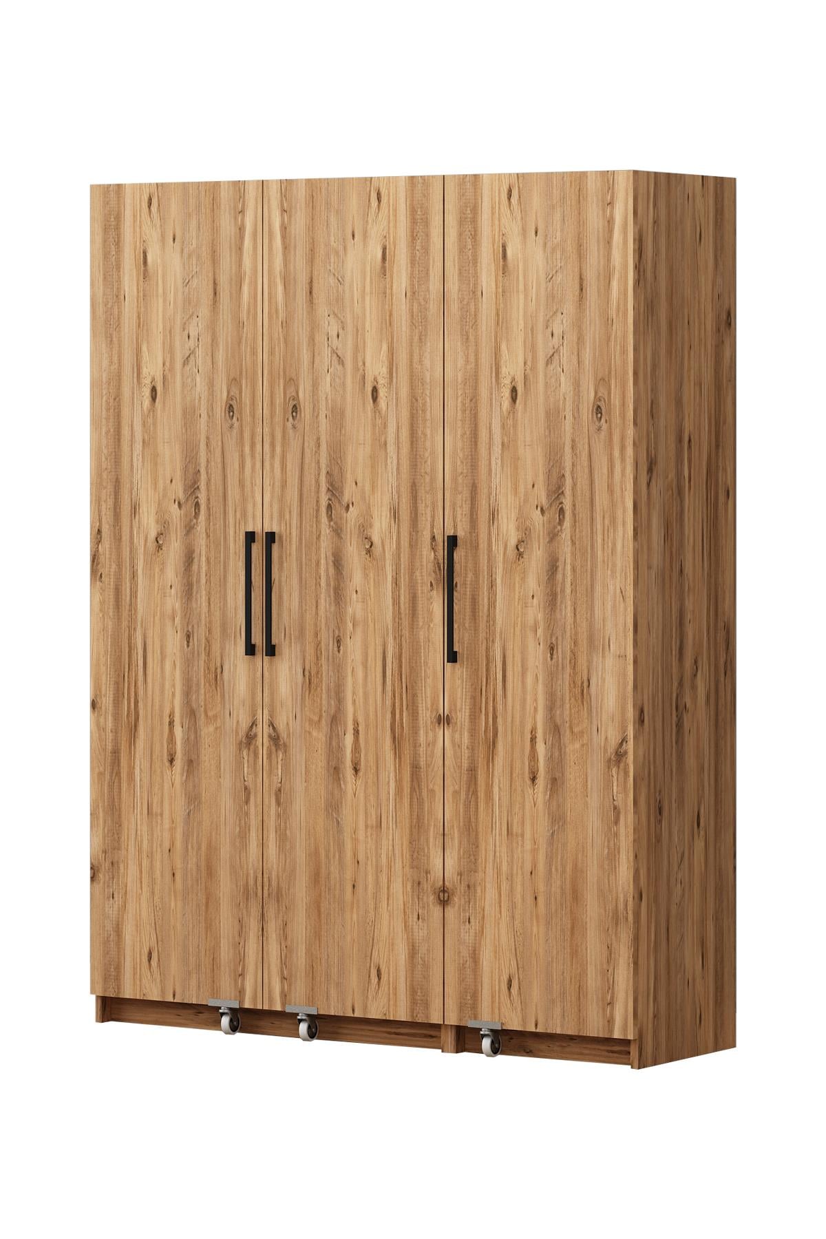 Erzak Dolabı 180 Cm 3 Kapaklı Banyo Kiler Dolabı Çok Amaçlı Dolap Atlantik Çam