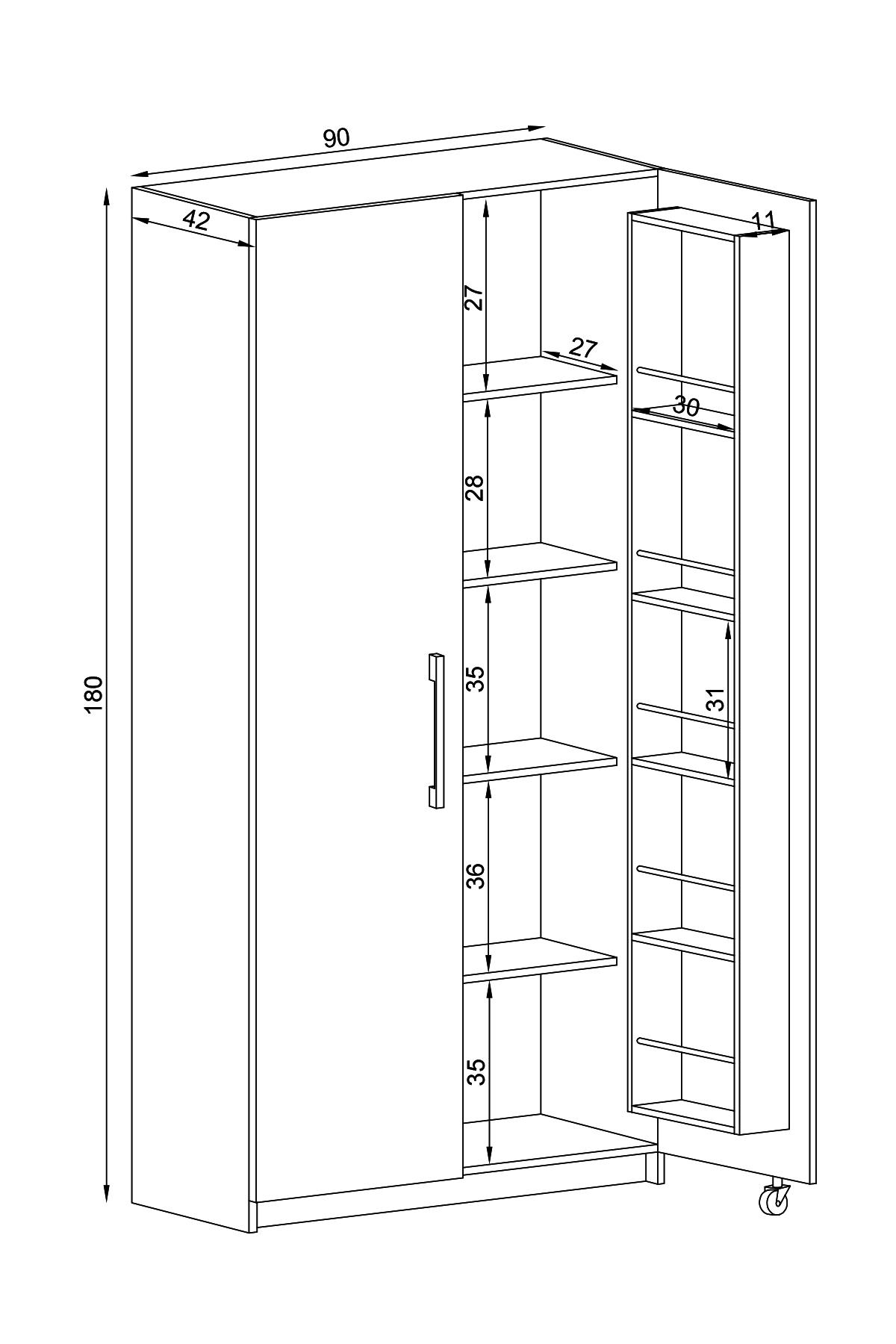 Erzak Dolabı 2 kapak 180 cm Beyaz