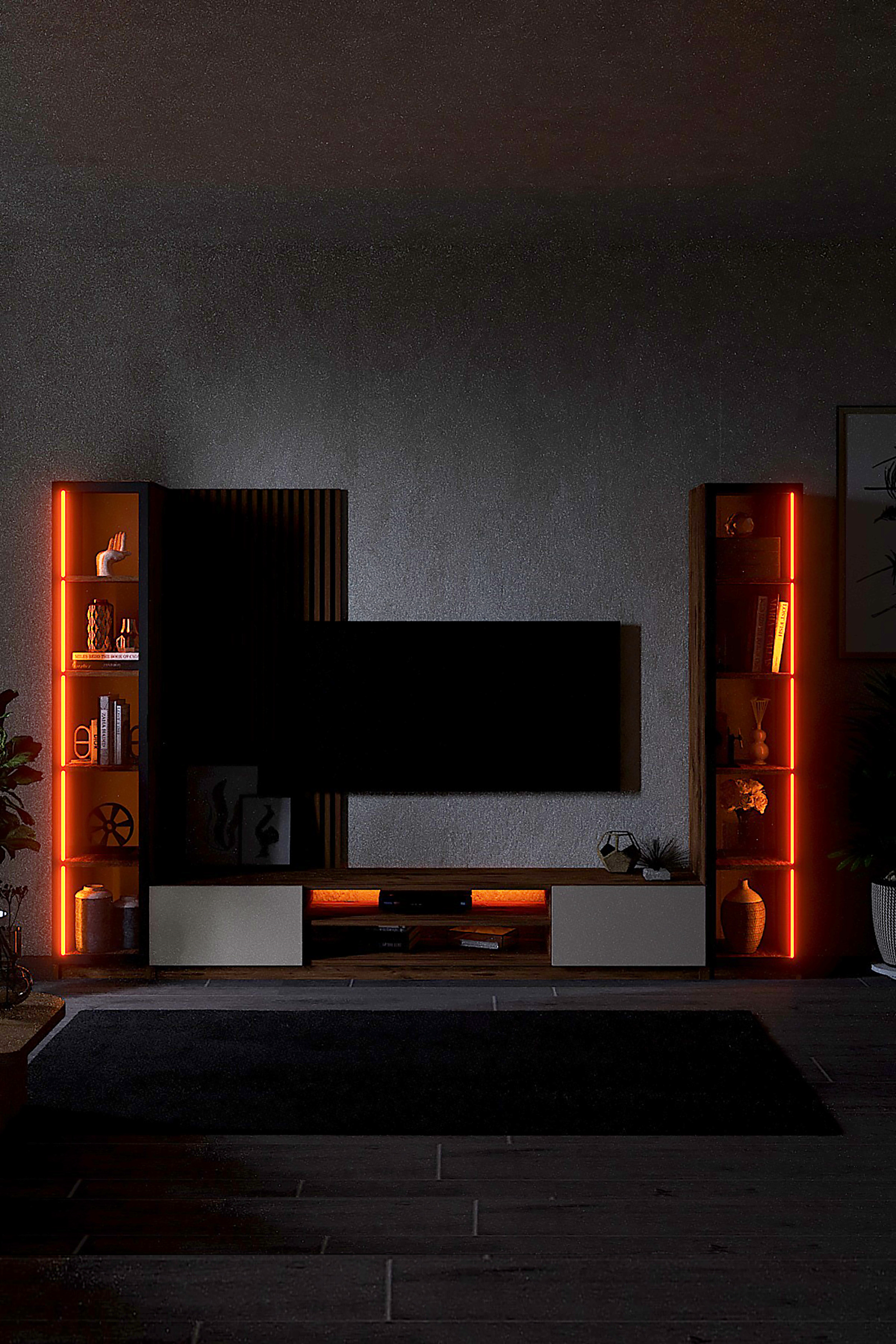 Orea Tv_Ünitesi 180 Cm Led Işıklı Akustik Panelli Atlantik çam- Vizon