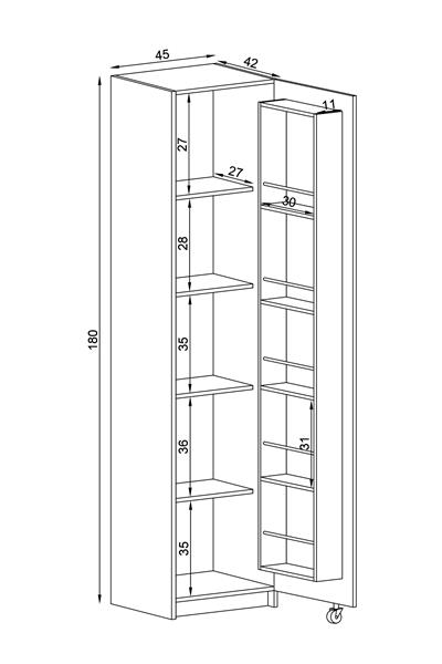 Avmpark Tek Kapaklı Erzak Dolabı 180 cm Beyaz