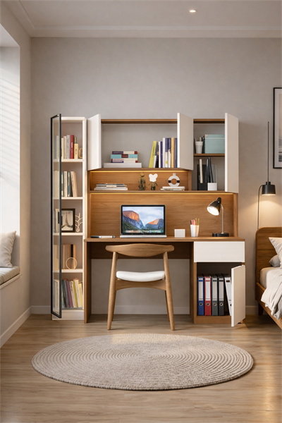 Bondy Çalışma Masası Bilgisayar Masası + Led Işıklı Cam Kapaklı Kitapiık Ceviz Beyaz