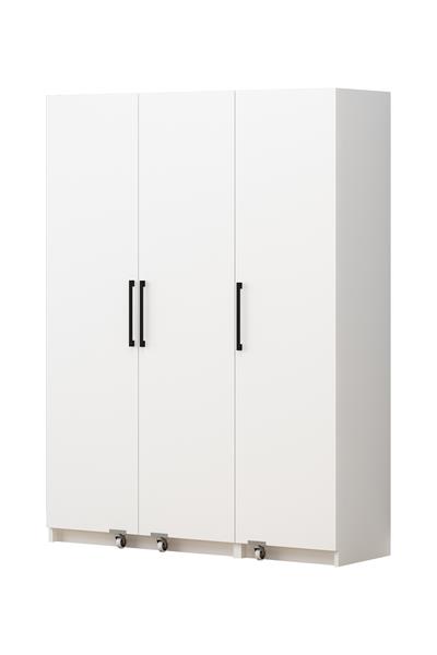 Erzak Dolabı 180 Cm 3 Kapaklı Banyo Kiler Dolabı Çok Amaçlı Dolap Beyaz