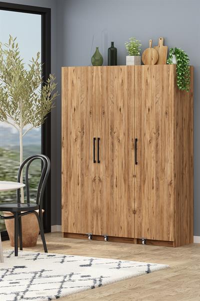 Erzak Dolabı 180 Cm 3 Kapaklı Banyo Kiler Dolabı Çok Amaçlı Dolap Atlantik Çam