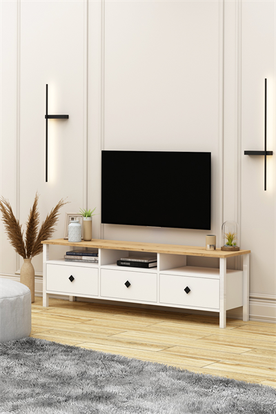 Remy Tv Ünitesi 150 cm Televizyon Sehpası Sepet-Beyaz