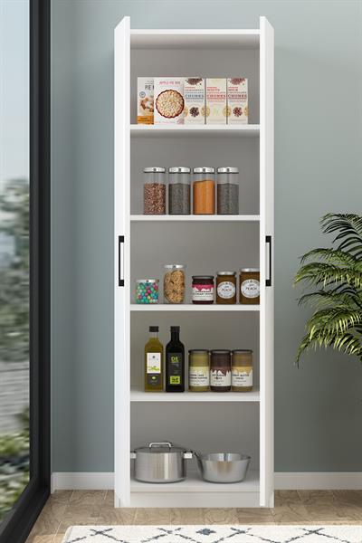Tiba 4 Raflı Beyaz Bazalı Çok Amaçlı Dolap Banyo Dolabı Erzak Dolabı