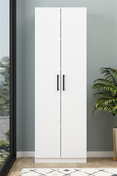 Tiba Beyaz Sepetli 4 Raflı Bazalı Çok Amaçlı Dolap Banyo Dolabı Erzak Dolabı