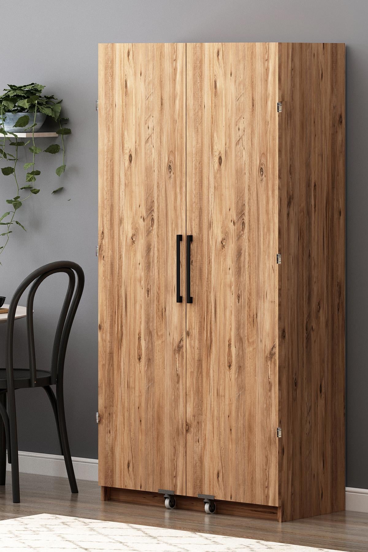 Erzak Dolabı 2 Kapaklı Tam Açılır 180 cm-Atlantik Çam
