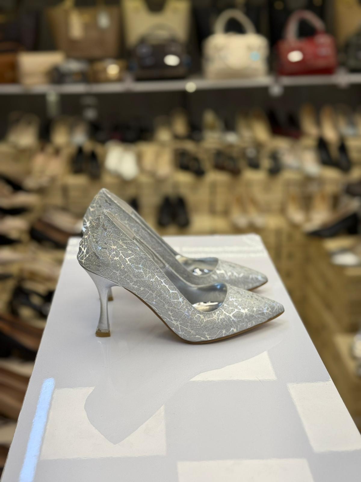 Baskılı Gümüş Stiletto