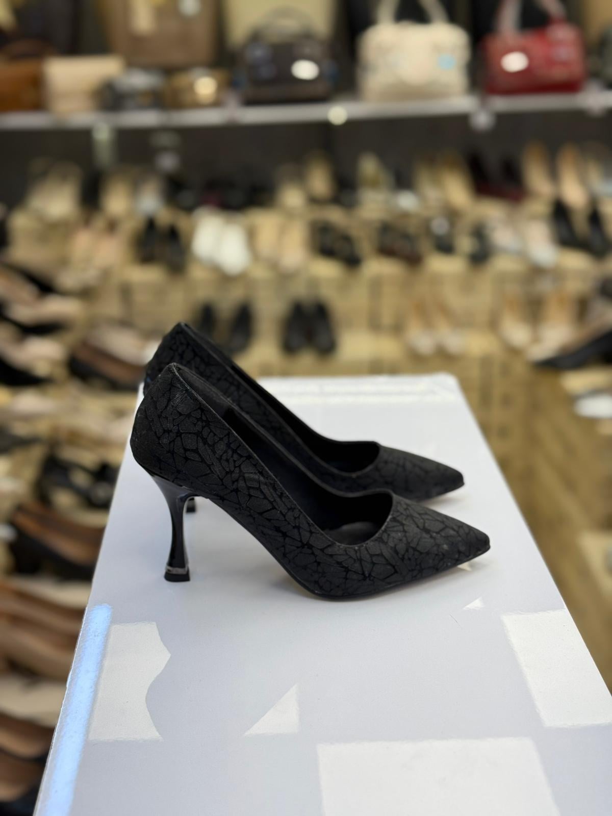 Baskılı Simli Stiletto