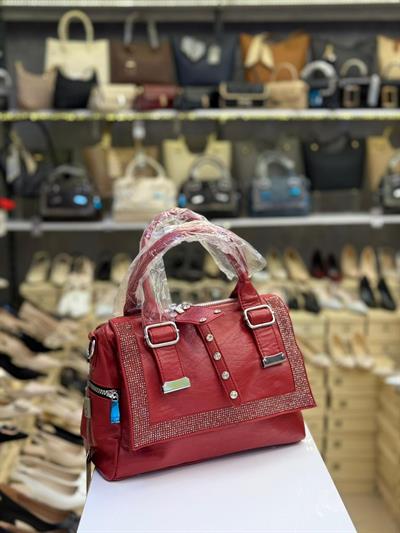 Kriste Bell İthal Taşlı El Omuz Çantası Kırmızı