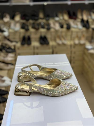 Taşlı Arka Açık Gold Babet