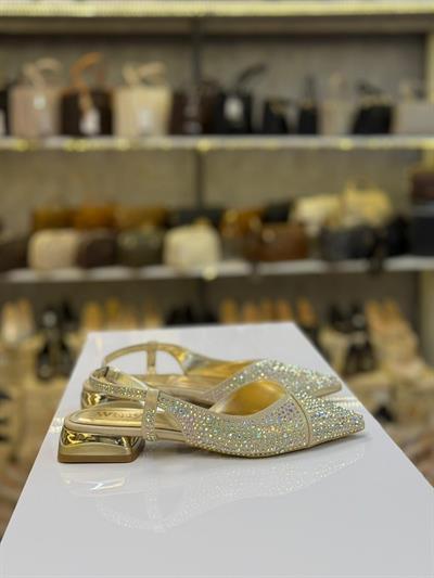Taşlı Yan Açık Babet Gold