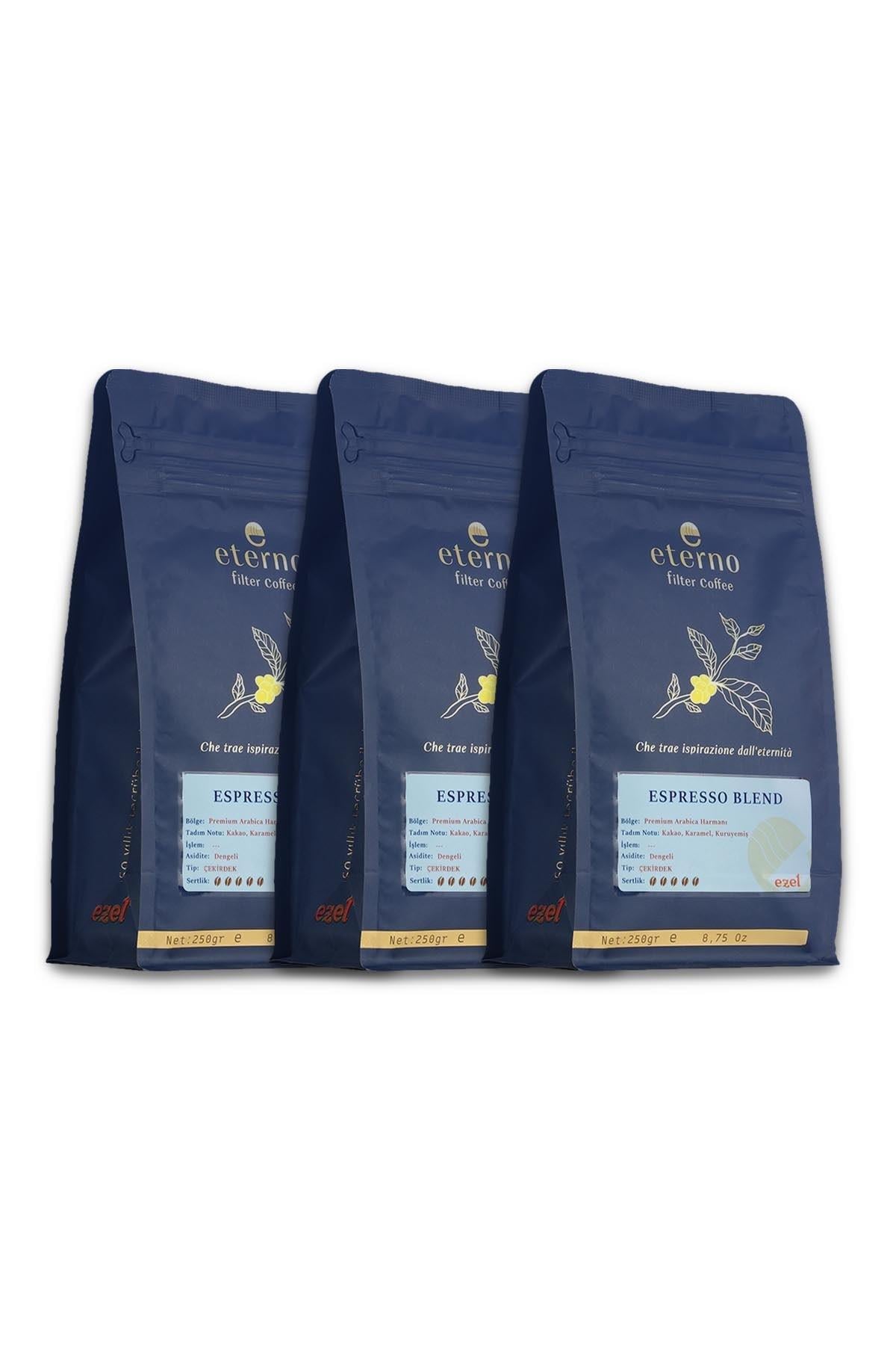 Eterno Espresso Blend Öğütülmüş Üçlü Filtre Kahve Seti – 3 x 250gr