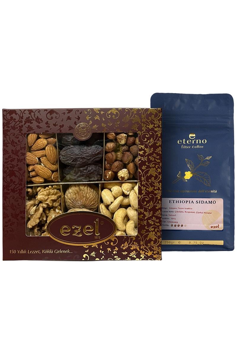 Eterno Ethiopia Sidamo Filtre Kahve Çekirdeği 250g & Doğal Kuruyemiş Seti