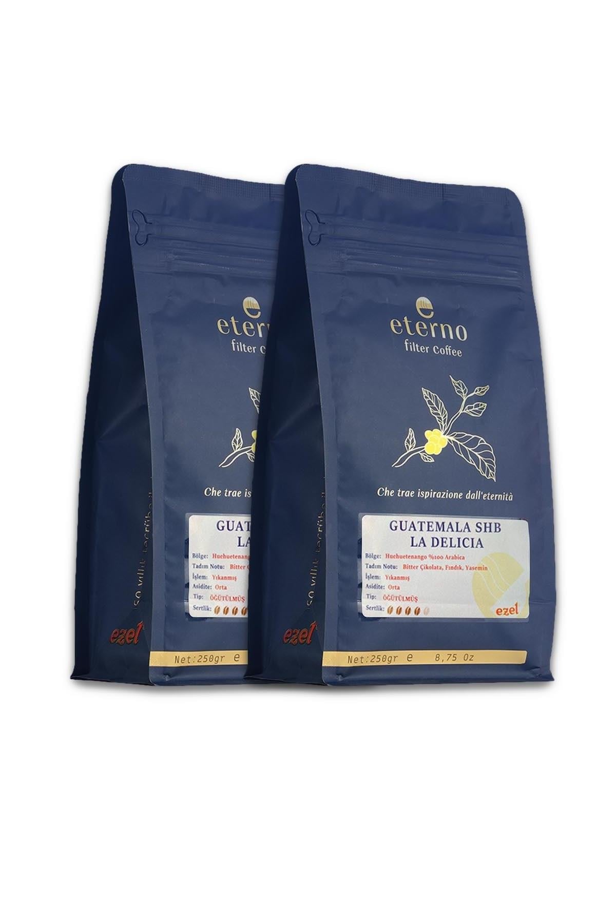Eterno Guatemala SHB La Delıcıa Öğütülmüş İkili Filtre Kahve Seti – 2 x 250gr