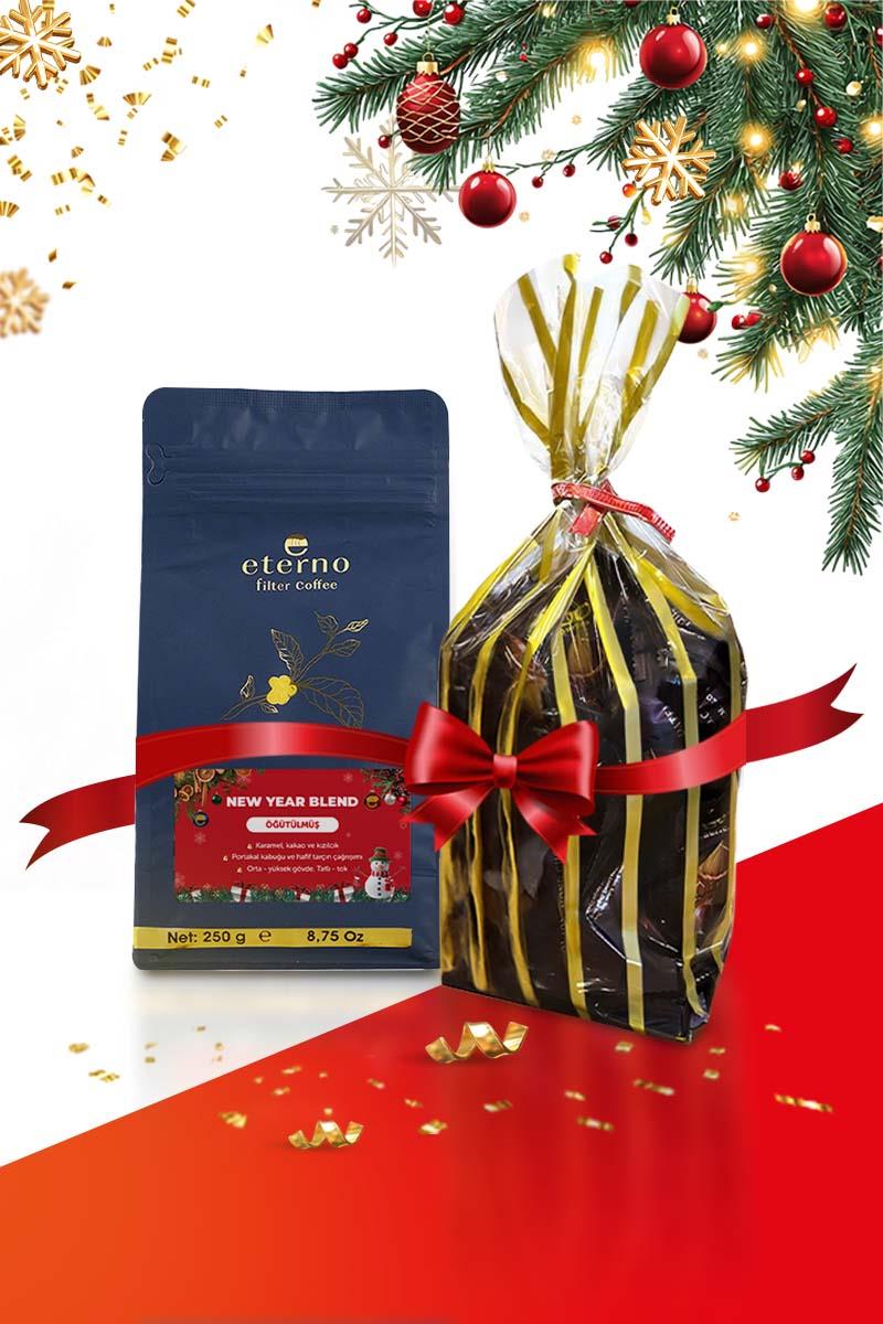 Eterno Yılbaşı Lezzet Seti - New Year Blend Öğütülmüş 250g+Bitter Çikolatalı Hurma 250g