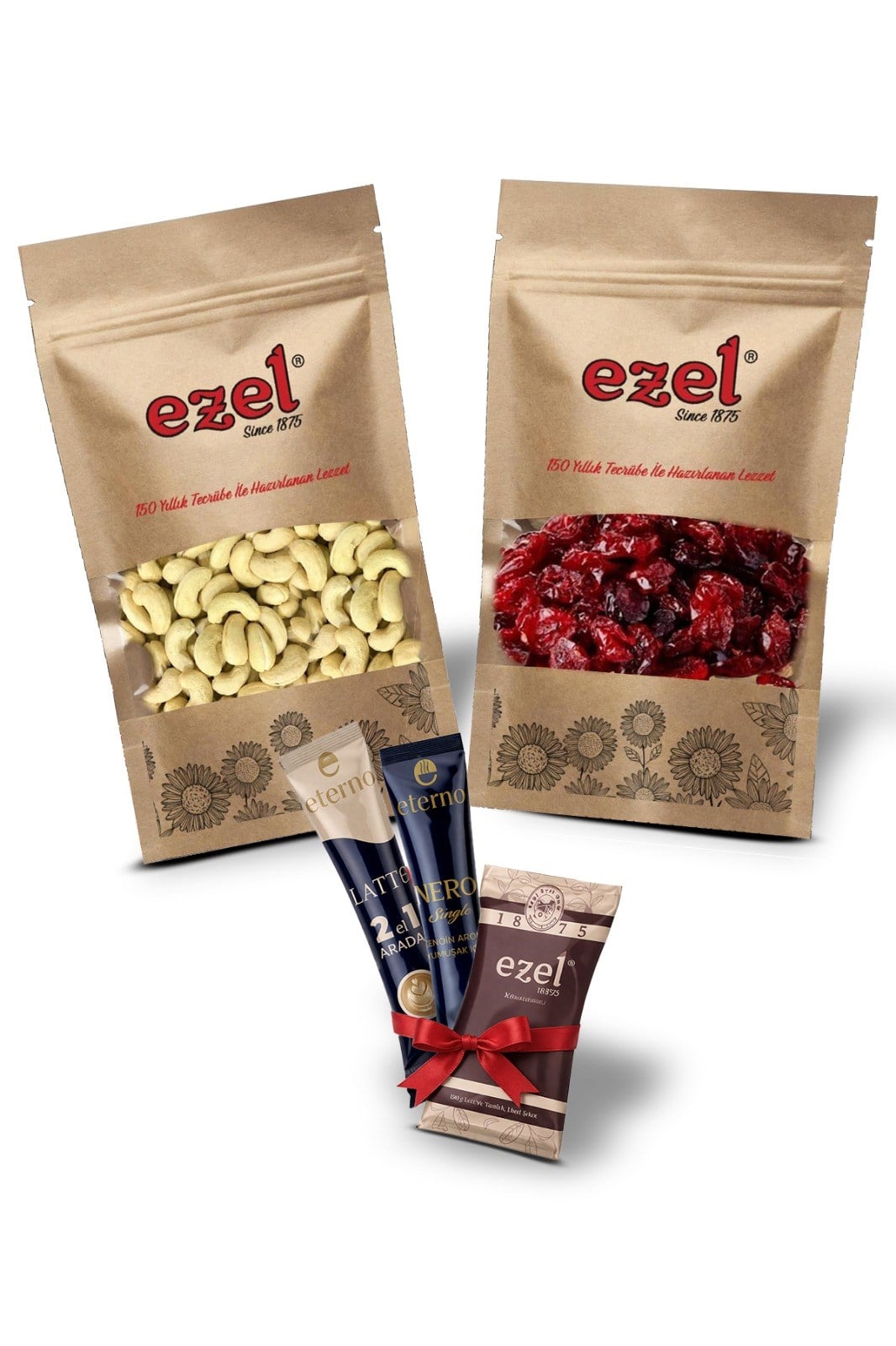 Ezel Kuruyemiş Çiğ Kaju 250g & Turna Yemişi (Cranberry) 250g - Taze ve Doğal