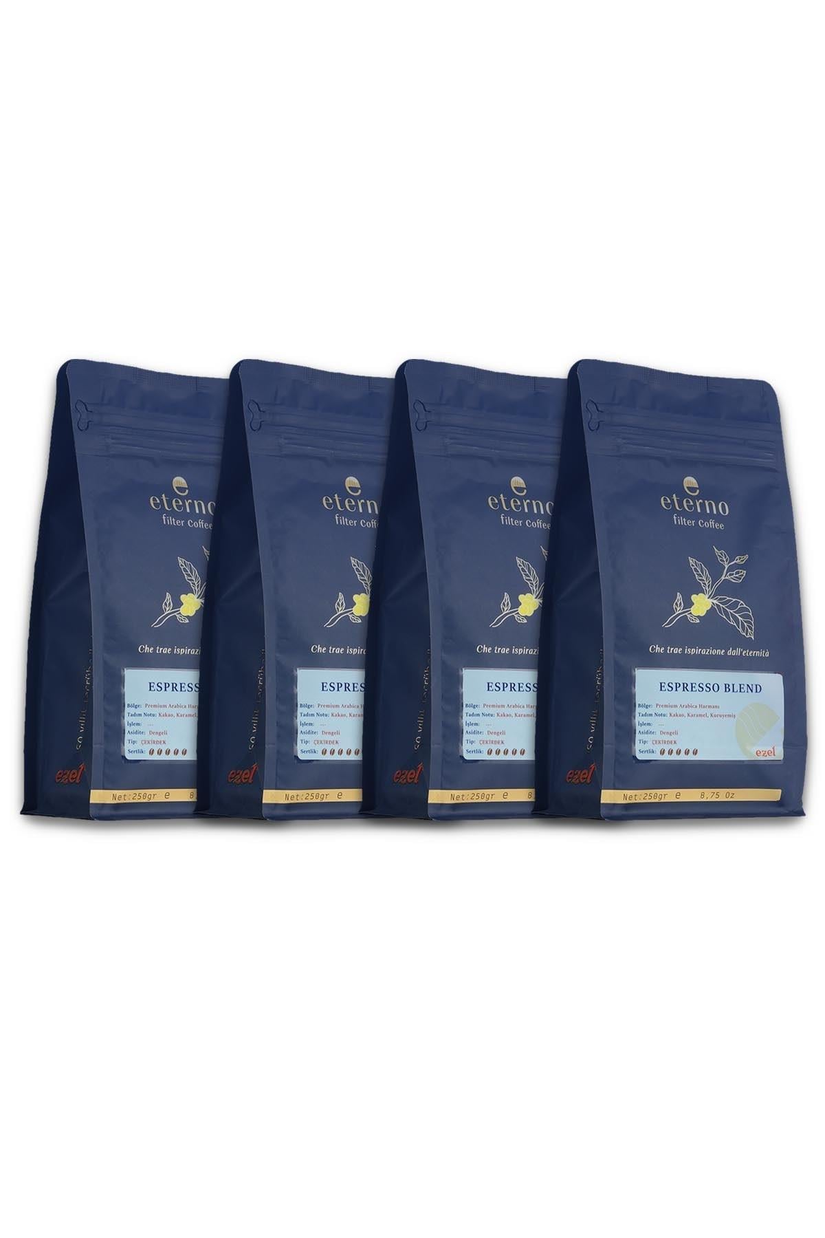 Eterno Espresso Blend Filtre Kahve Çekirdeği Dörtlü Set – 4 x 250gr – Kahve Makineleri ile Uyumlu