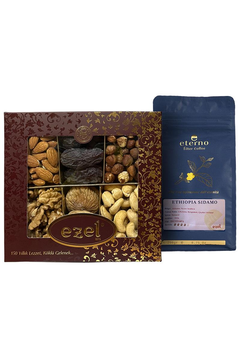 Eterno Ethiopia Sidamo Öğütülmüş Filtre Kahve 250g & Doğal Kuruyemiş Seti