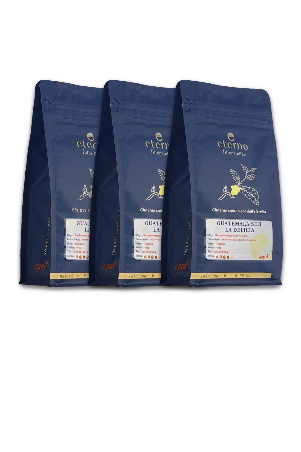 Eterno Guatemala SHB La Delıcıa Öğütülmüş Üçlü Filtre Kahve  Seti – 3 x 250gr