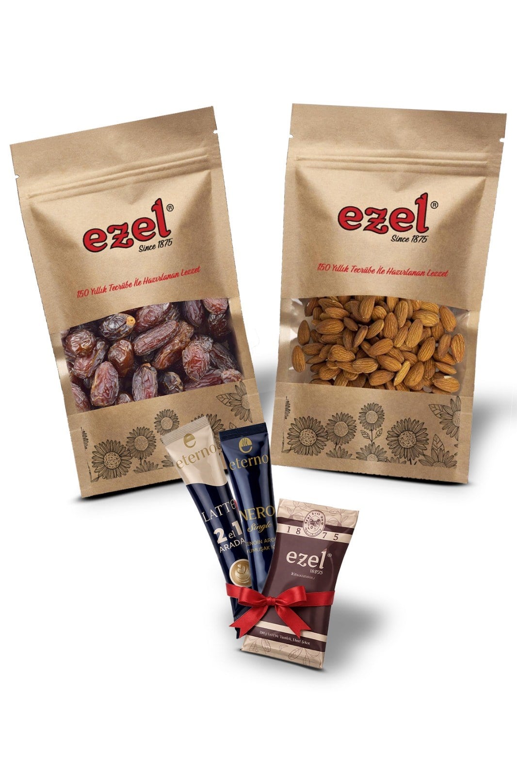 Ezel Kuruyemiş Çiğ Badem İçi 250g & Mısır Hurması 250g -Taze ve Doğal