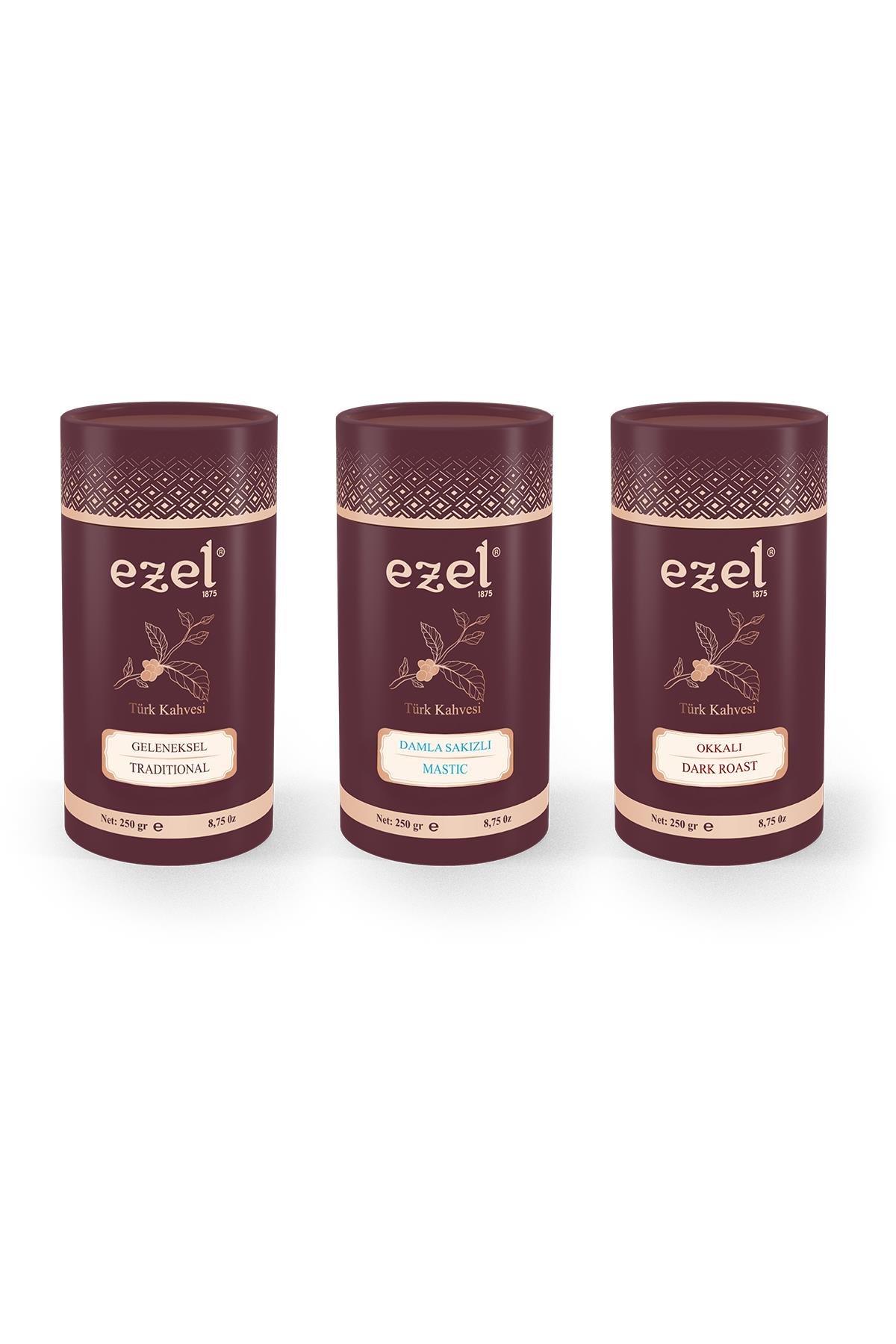 Ezel Vefa Serisi - Türk Kahvesi Üçlü Lezzet Seti – 3 x 250 g
