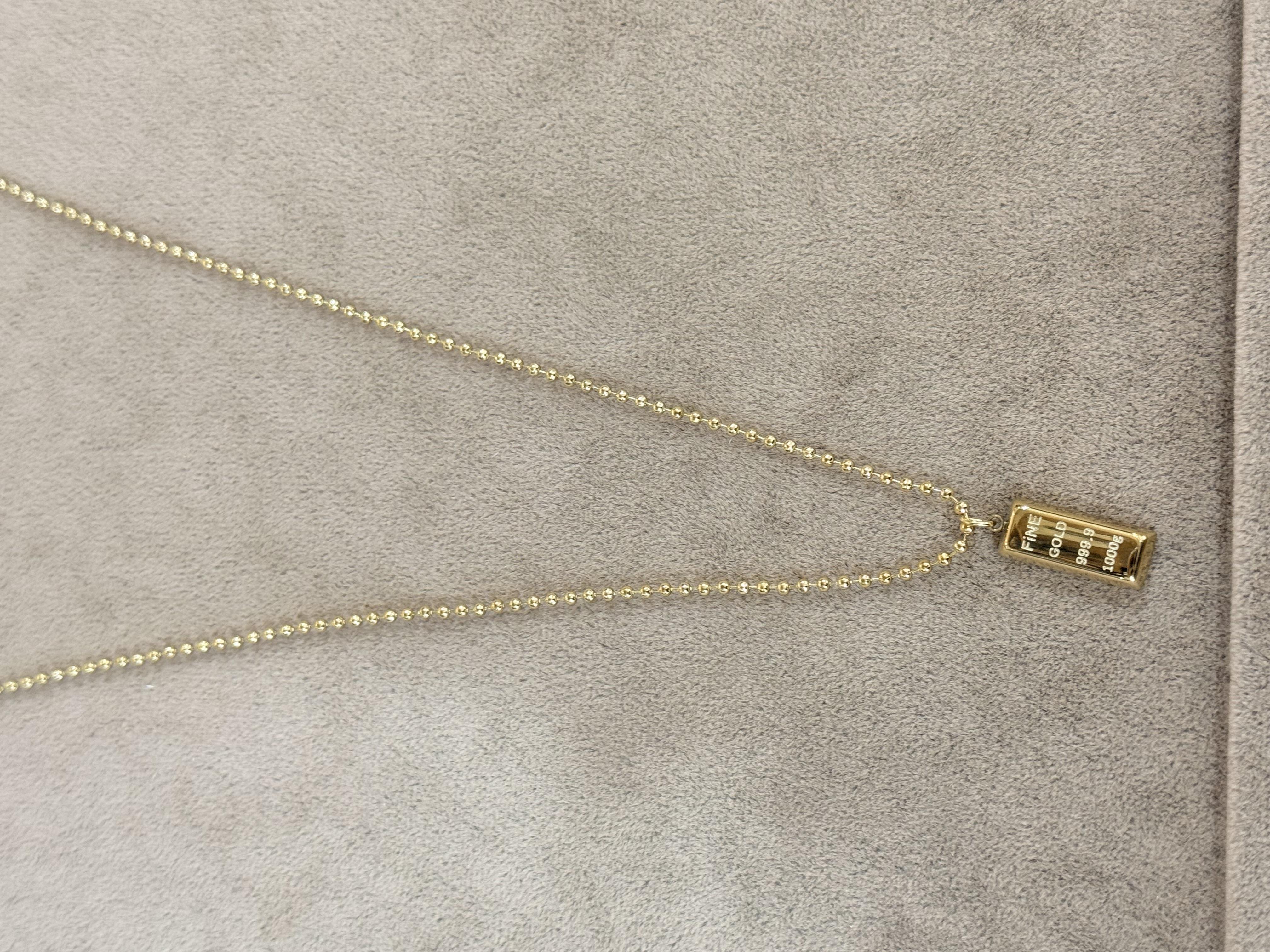 Çelik Külçe Altın 45 cm Kolye 