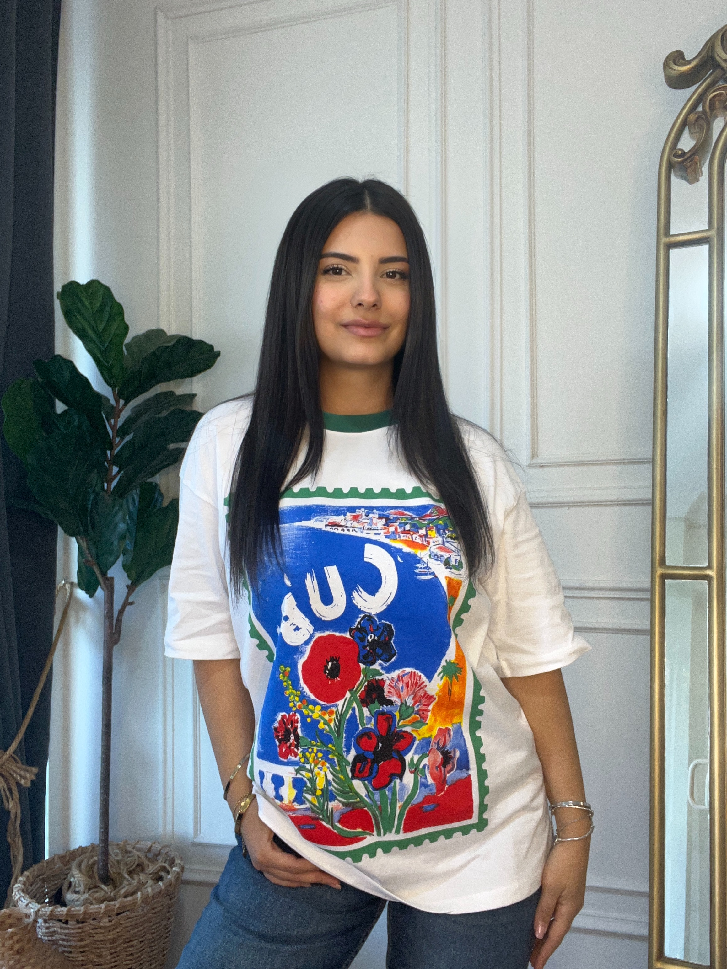 Cuba Desenli Tshirt Beyaz 