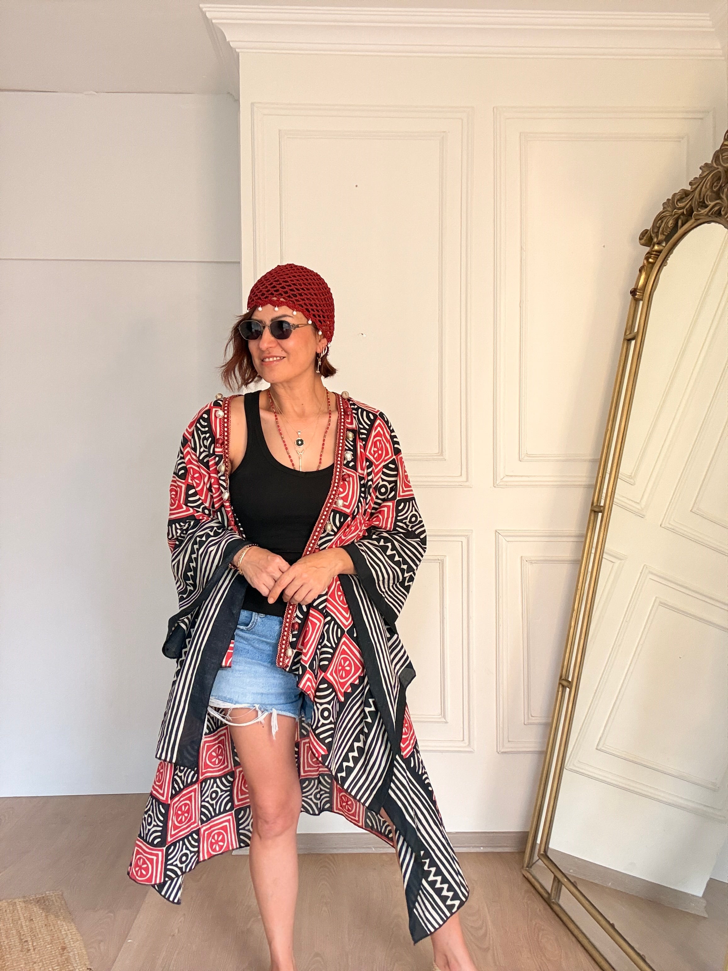 Desenli Tülbent Kimono