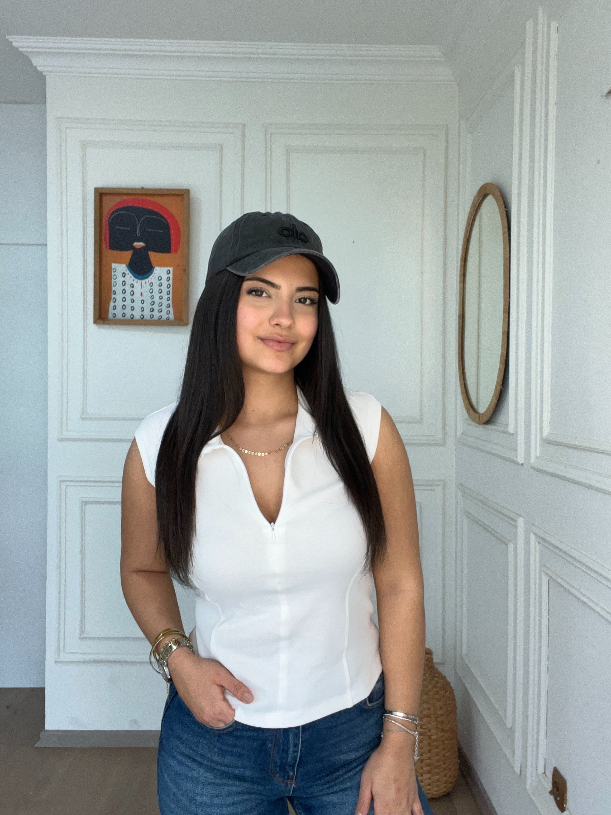 Fermuarlı Kolsuz Body Beyaz