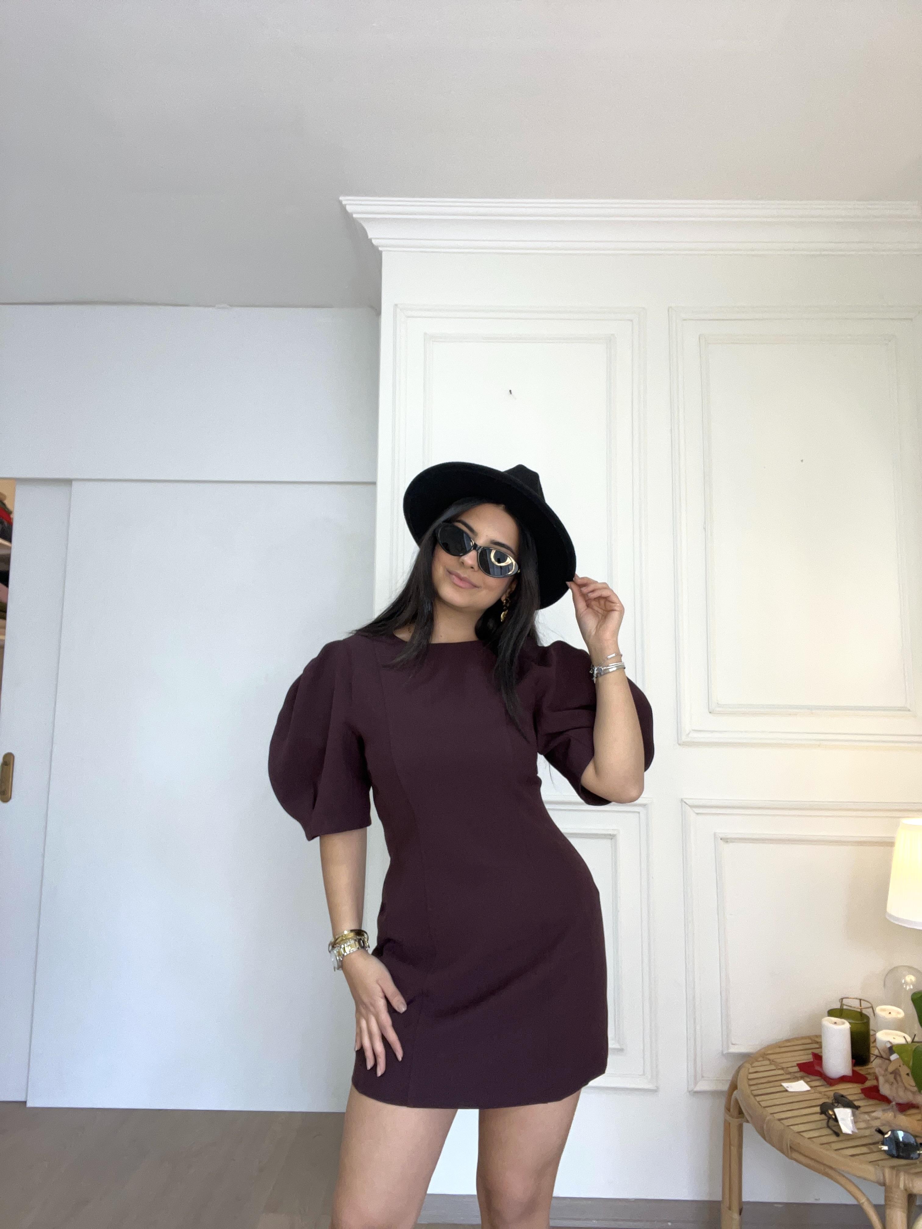 Karpuz Kol Elbise Bordo