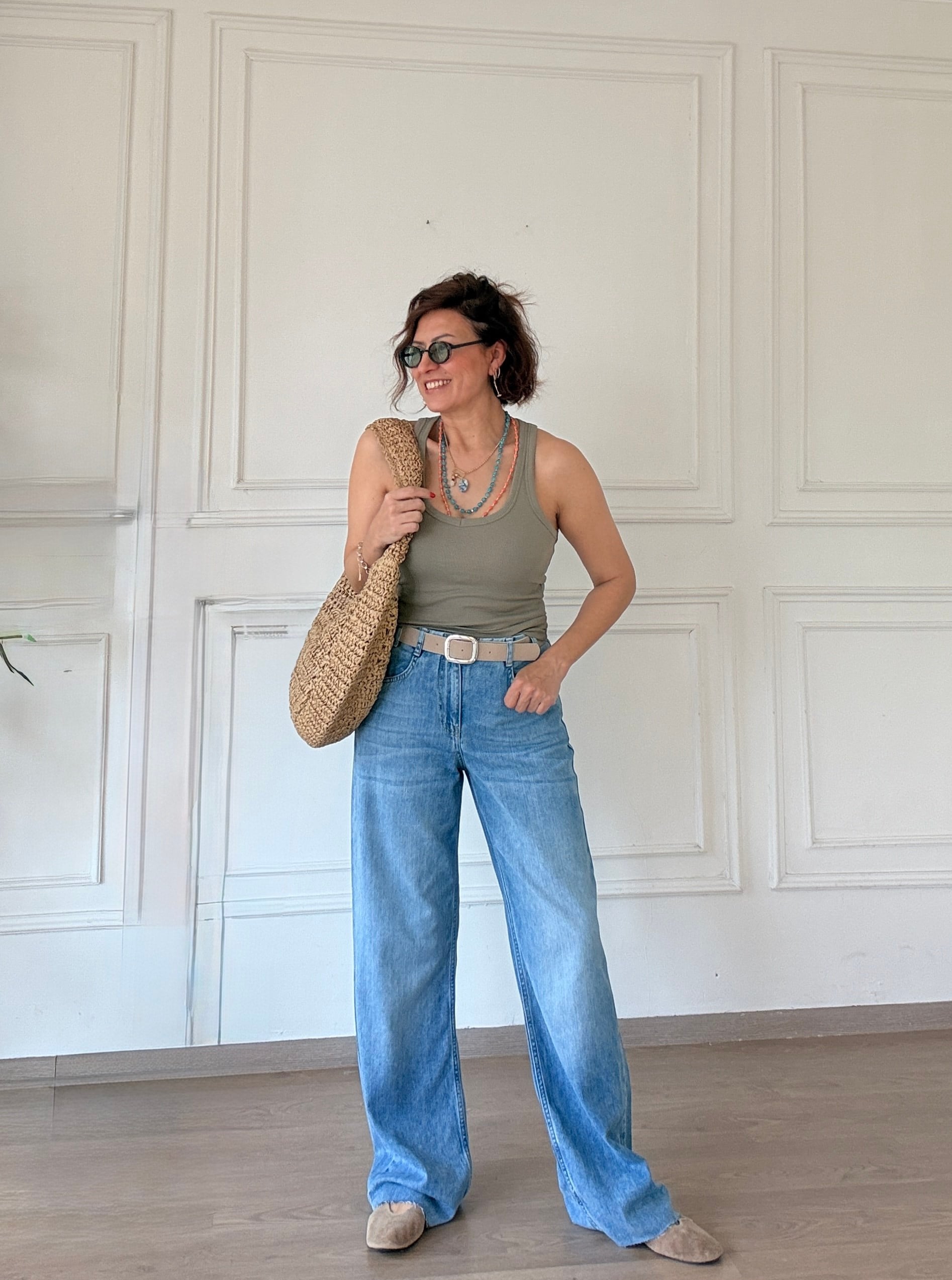 Kemerli Tencel Jean Pantolon