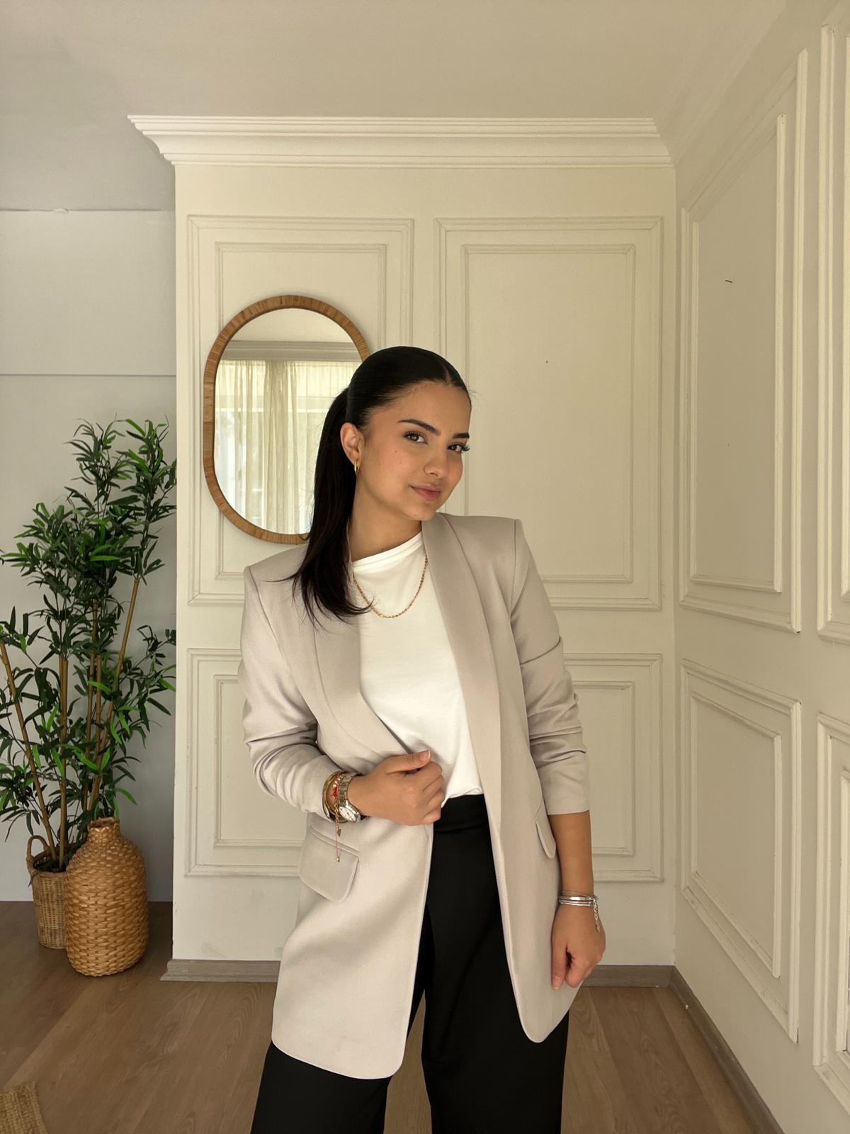 Kolu Büzgülü Blazer Gri