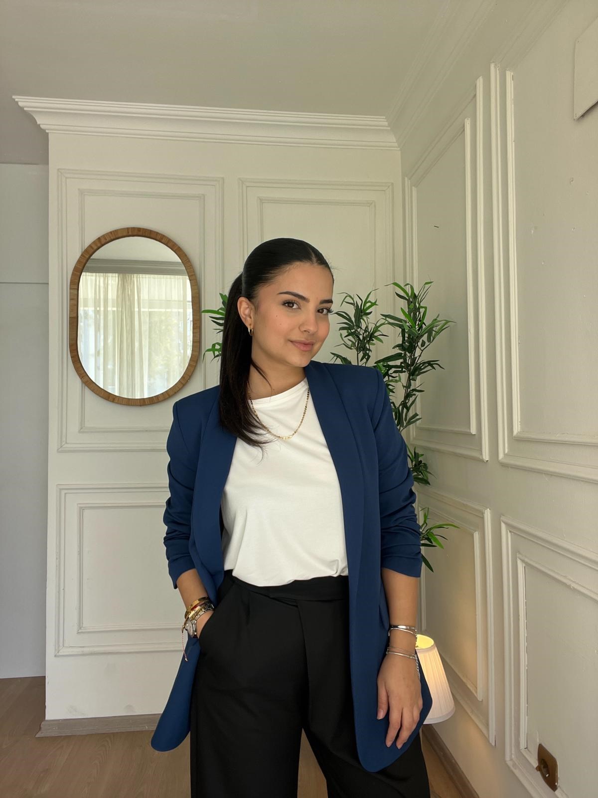 Kolu Büzgülü Blazer Mavi
