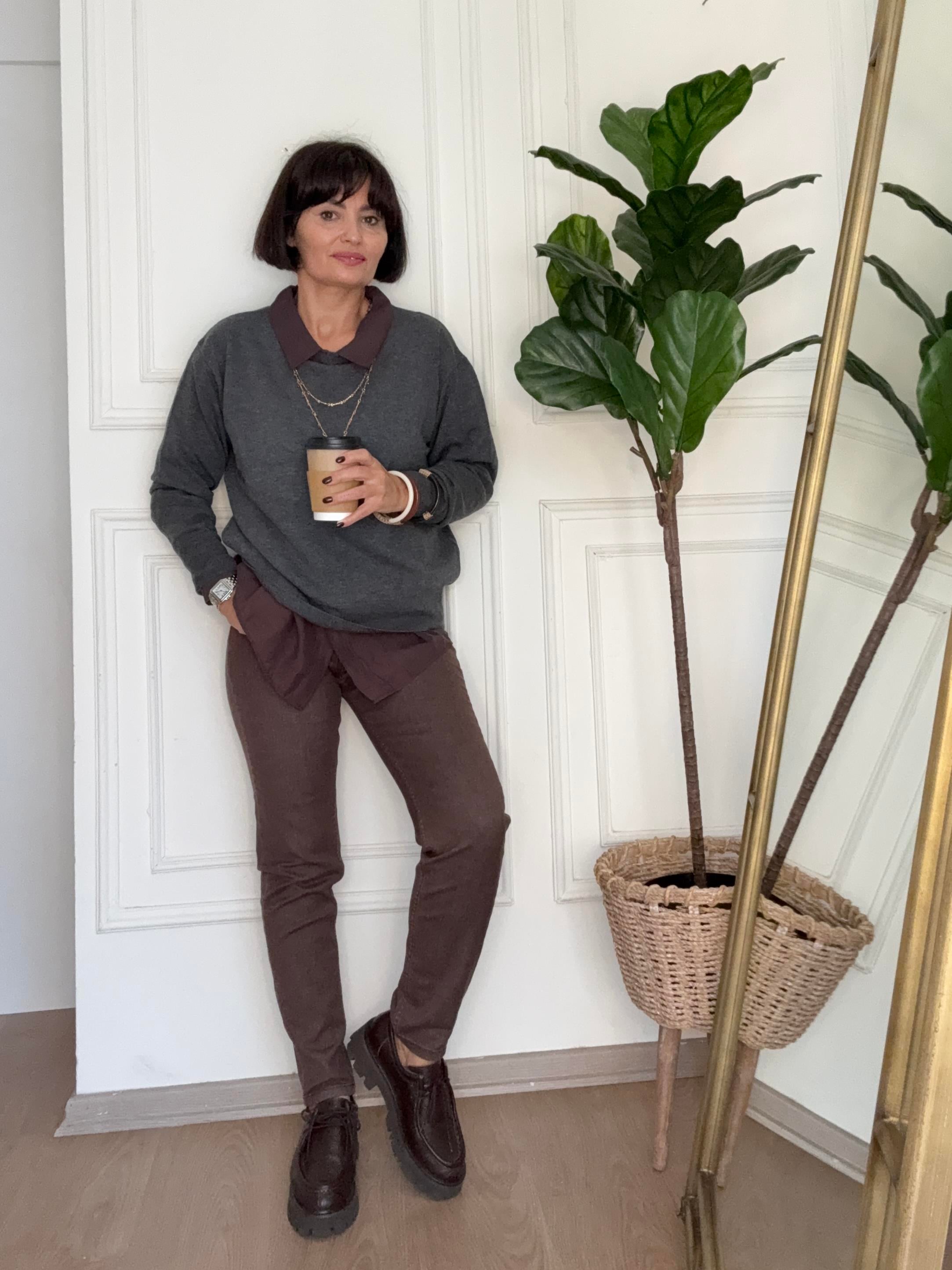 Mom Push Up Jean Brown