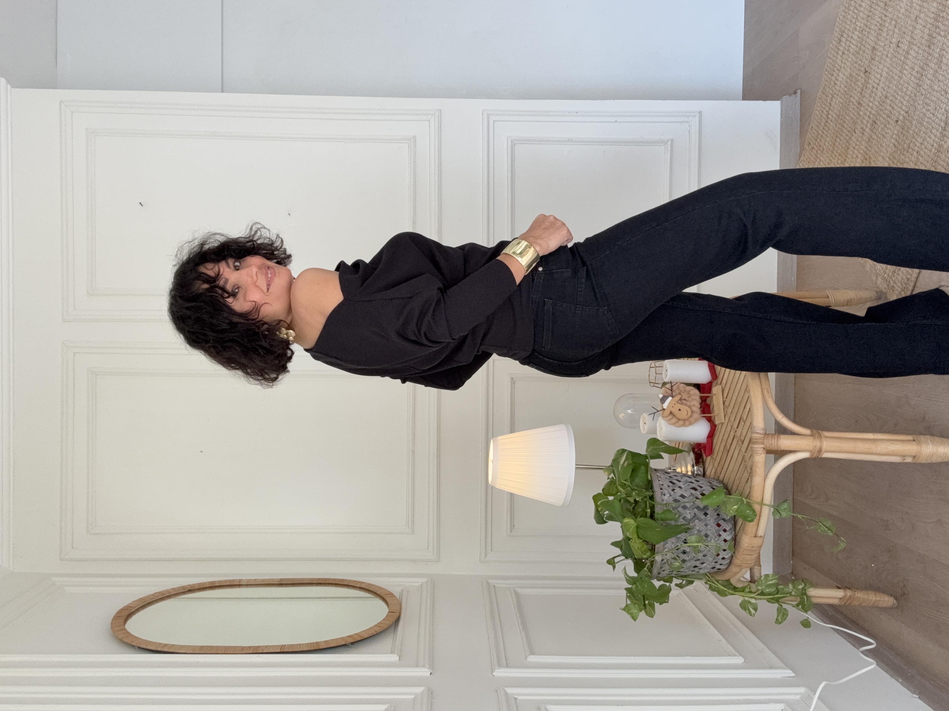 Pushup Orta Bel İspanyol Jean Siyah