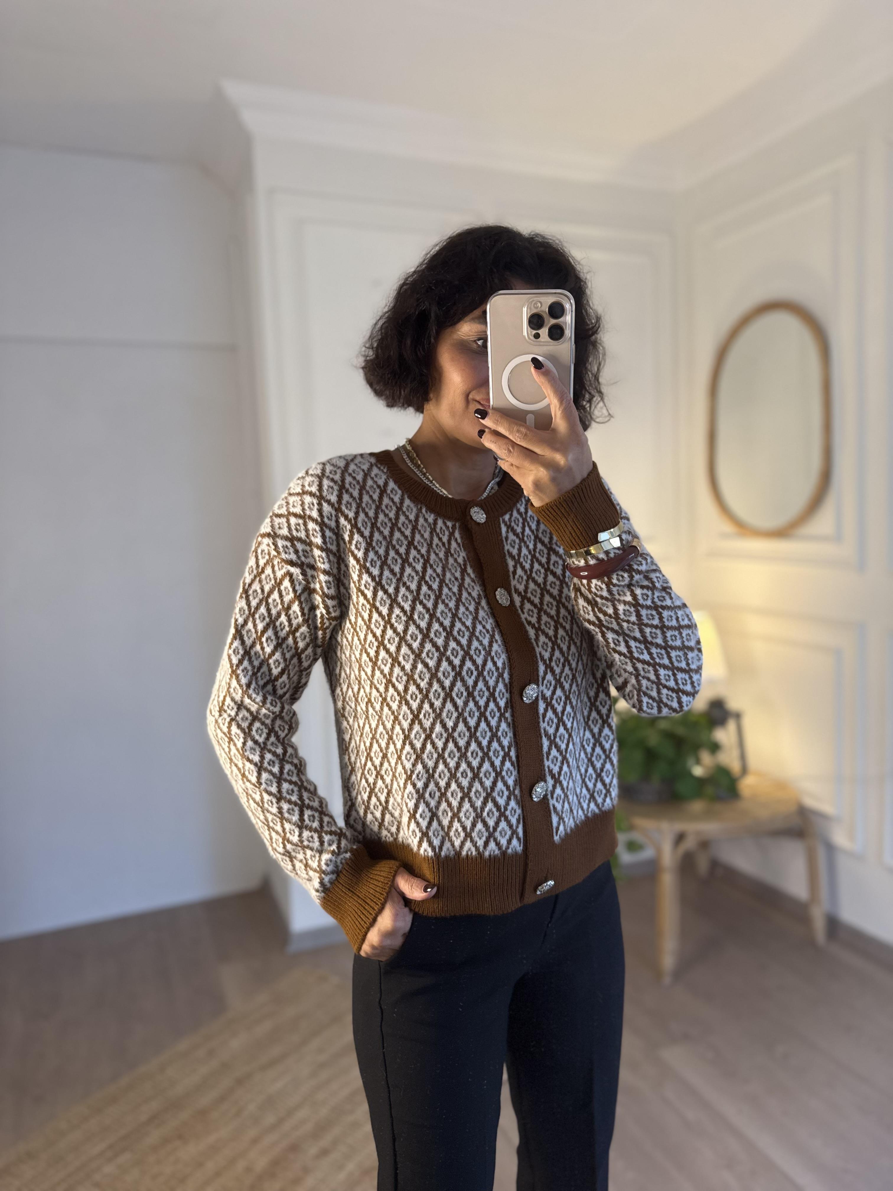 Retro Hırka Kahverengi