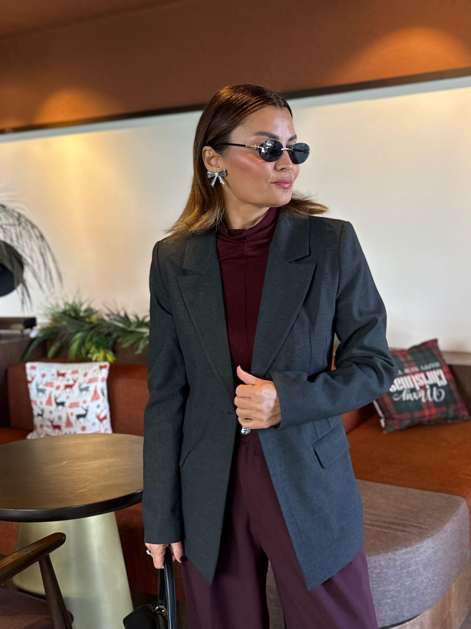 Tek Düğmeli Slim Ceket Antrasit